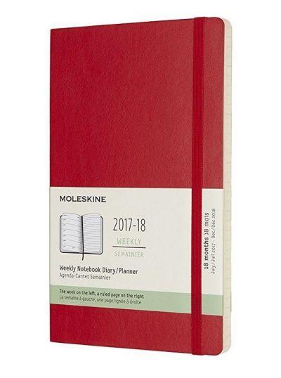 Moleskine 2017-18 18M Weekly Notebook Large Red SoFT COVER