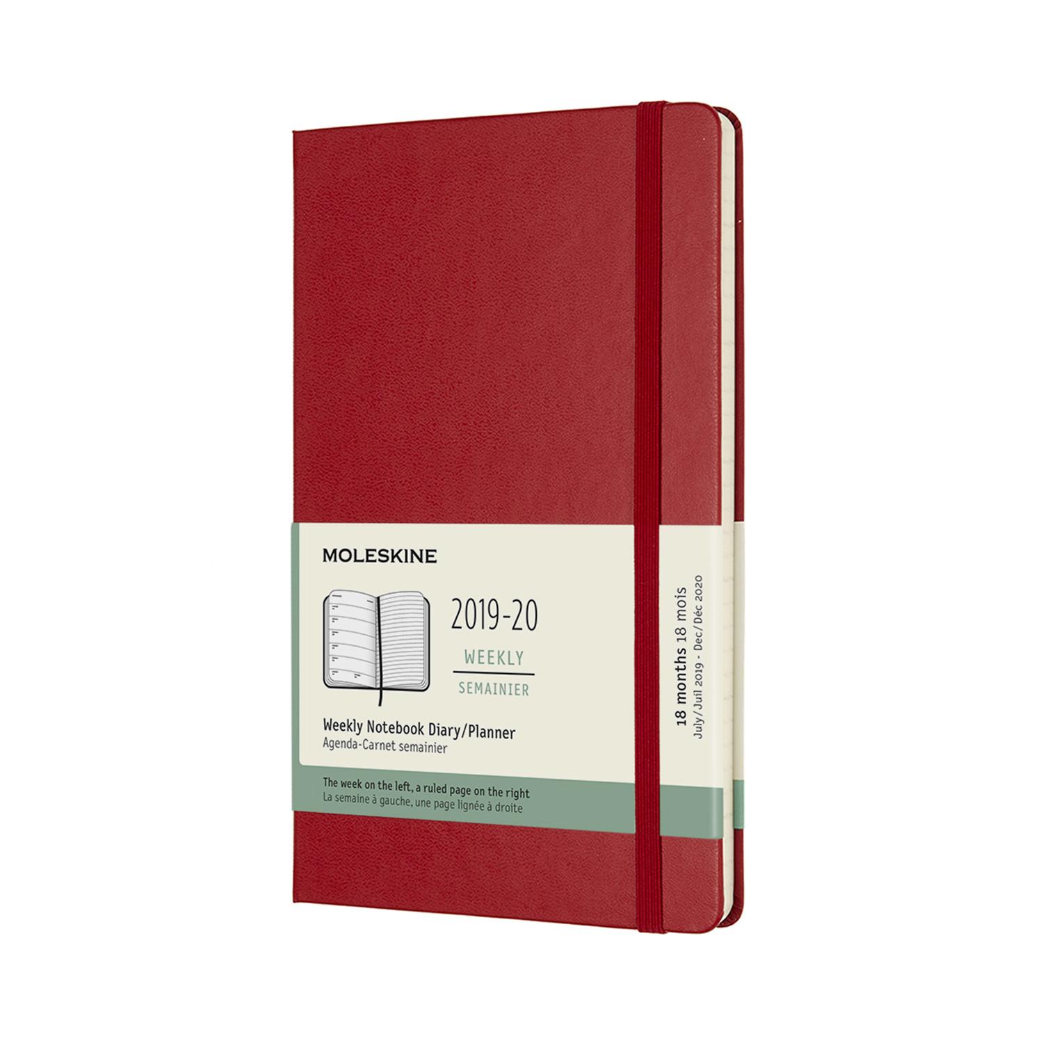 Moleskine 2019-20 18M Weekly Diary Large Scarlet Red Hard Cover