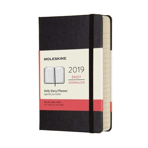 2019 Moleskine 12M Daily Diary Pocket Black Hard Cover