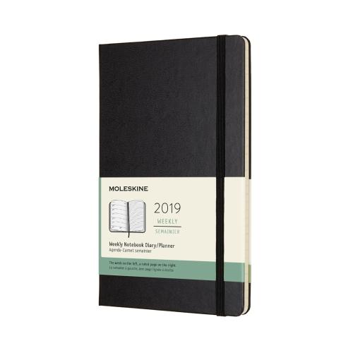 2019 Moleskine 12M Weekly Diary Large Black Hard Cover