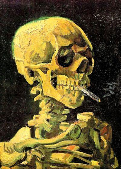 Õnnitluskaart Skull With Burning Cigarette