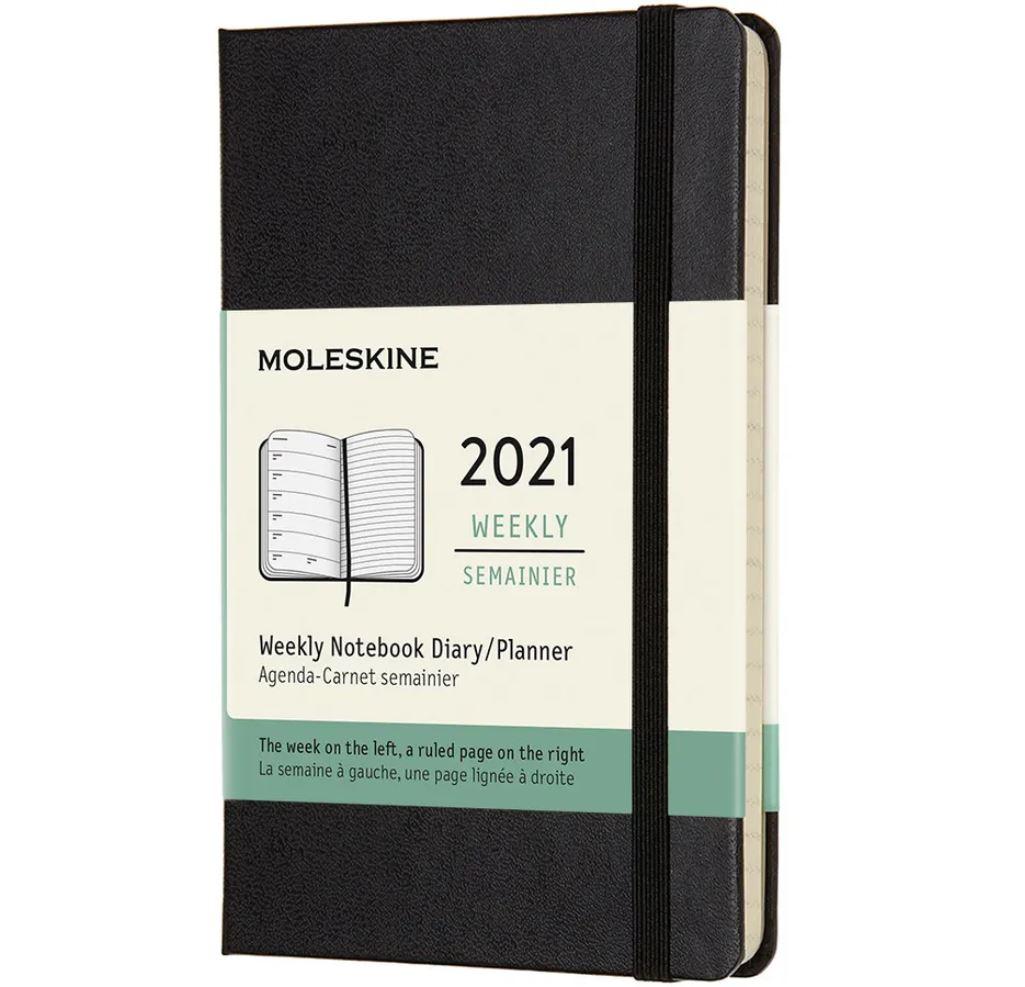 2021 Moleskine 12M Weekly Notebook Pocket, Black