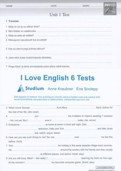 I Love English 6 Tests