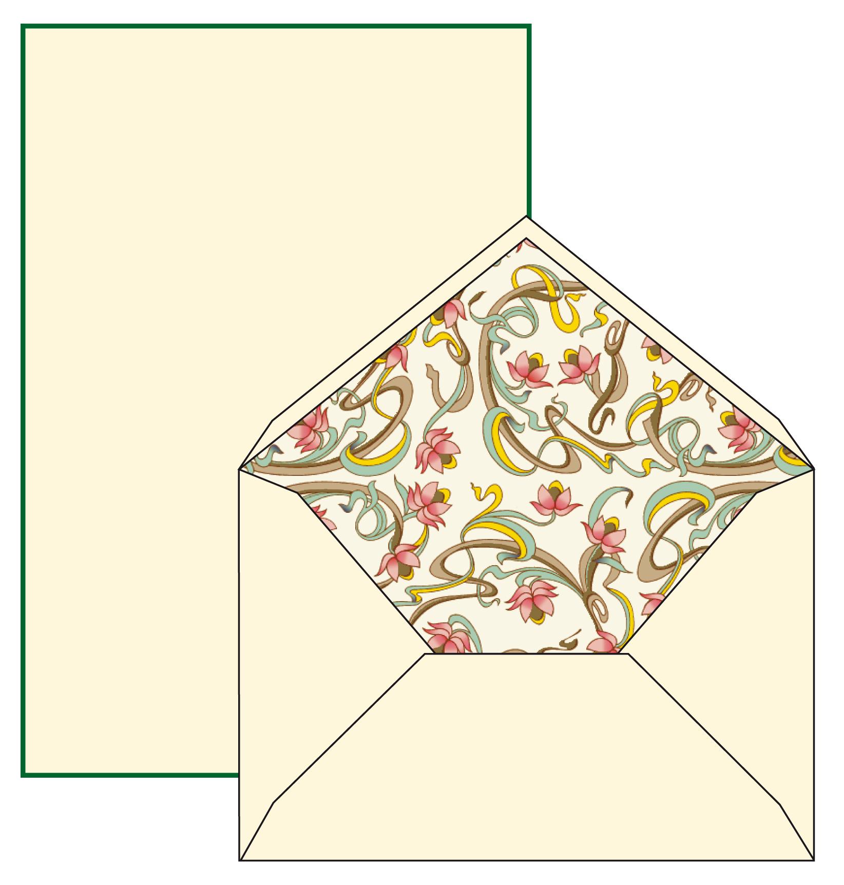 Classica Italiana kirjavahetuse komplekt Art Nouveau Pastel Flowers, 10 paberit + 10 ümbrikku