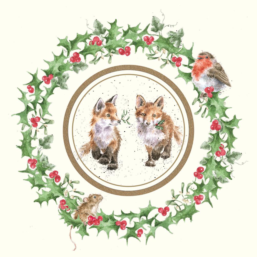 Wrendale jõulukaart Wreath: Glad Tidings We Bring