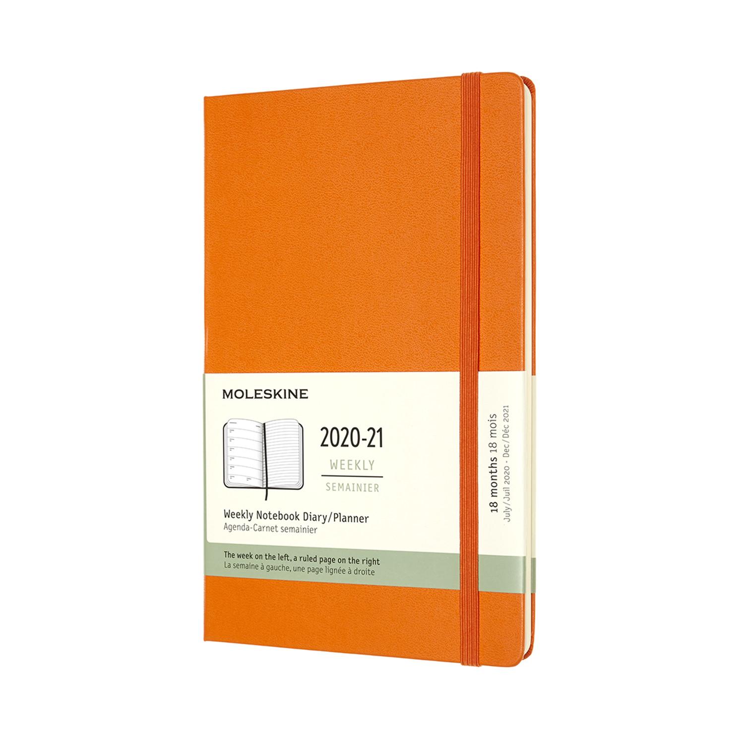 Moleskine 2020-21 18M Weekly Notebook Large CadmiuM ORANGE HARD COVER