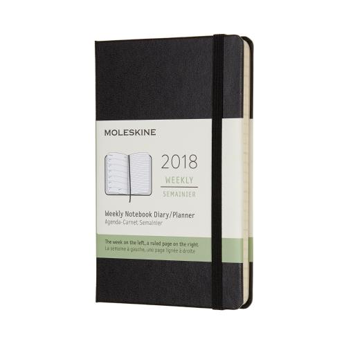 2018 Moleskine 12M Weekly Notebook Pocket Black Hard
