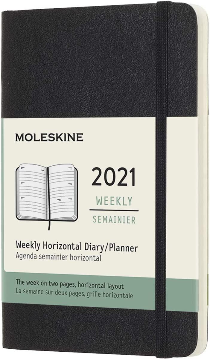 2021 Moleskine 12M Weekly Horizontal Diary Large,BBLACK