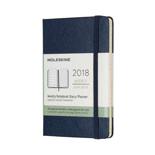 2018 Moleskine 12M Weekly Notebook Pocket Sapphireblue Hard