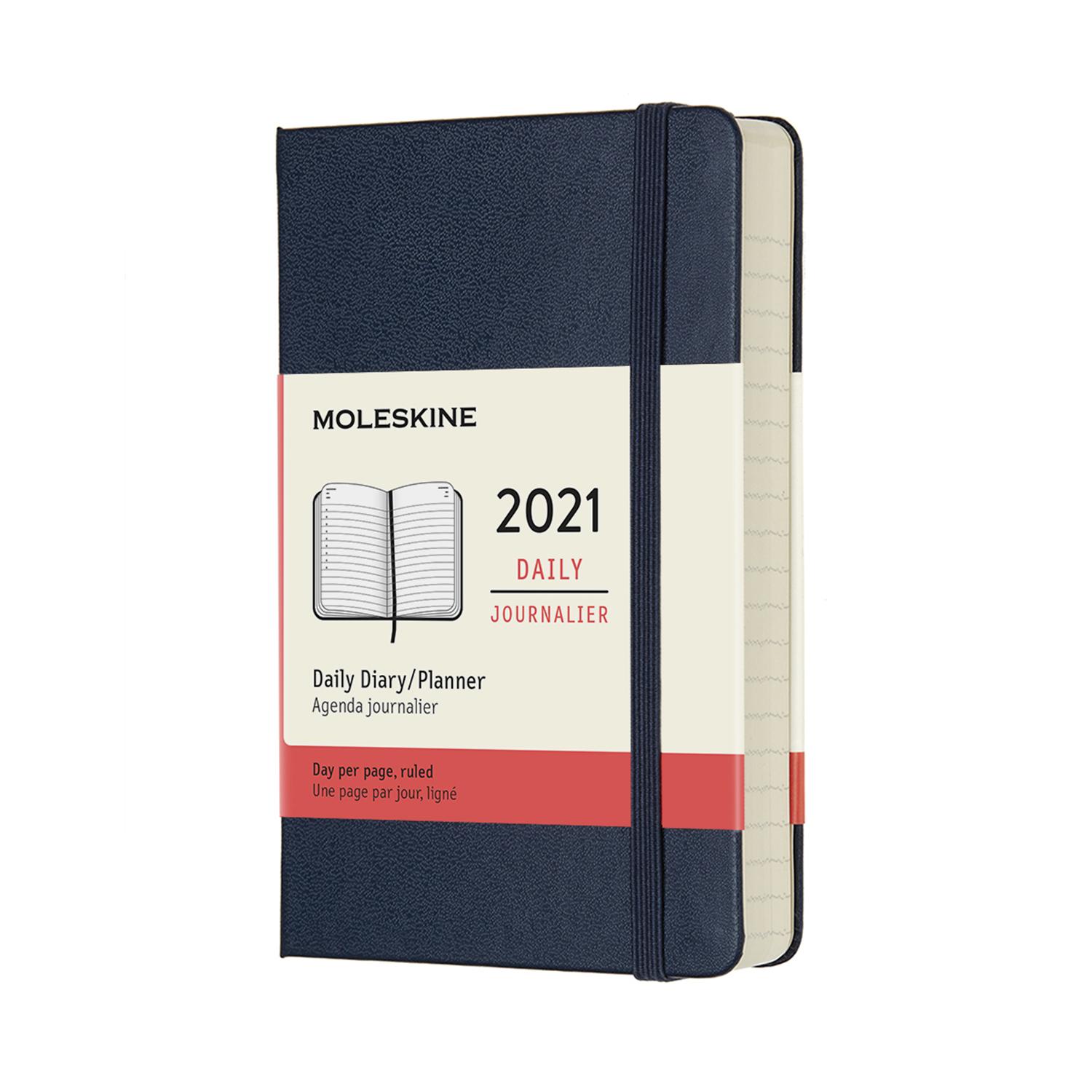 2021 Moleskine 12M Daily Pocket, Sapphire Blue