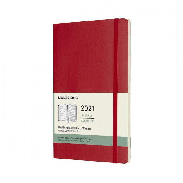 2021 Moleskine 12M Weekly Notebook Large, Scarletr RED