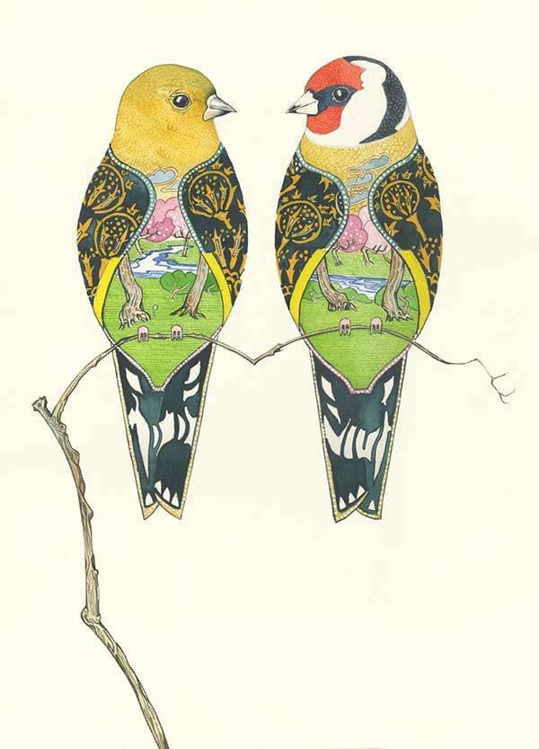 Õnnitluskaart Goldfinches