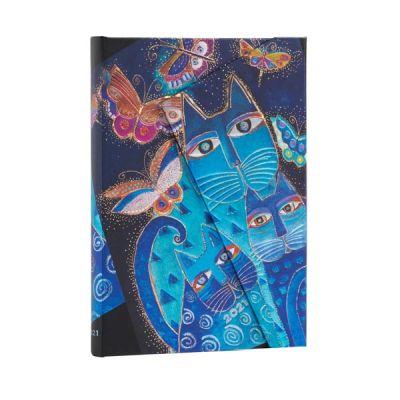 2021 Paperblanks Vertical Midi Blue Cats & Butterflies