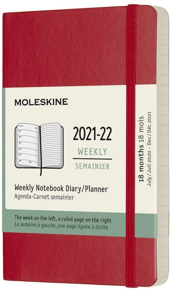 Moleskine 18M (07.21-2022) Weekly Notebook Pocket, SCARLET RED