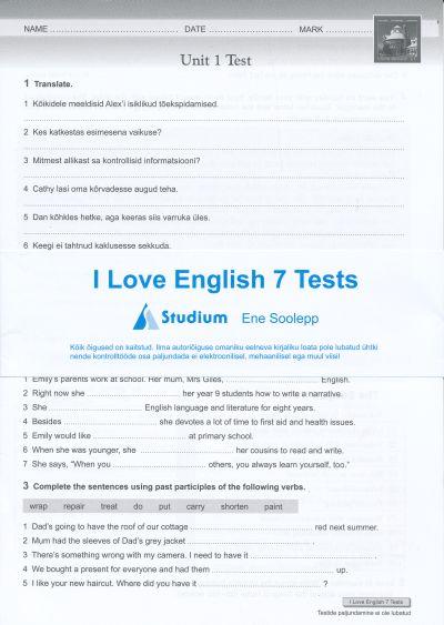I Love English 7 Tests