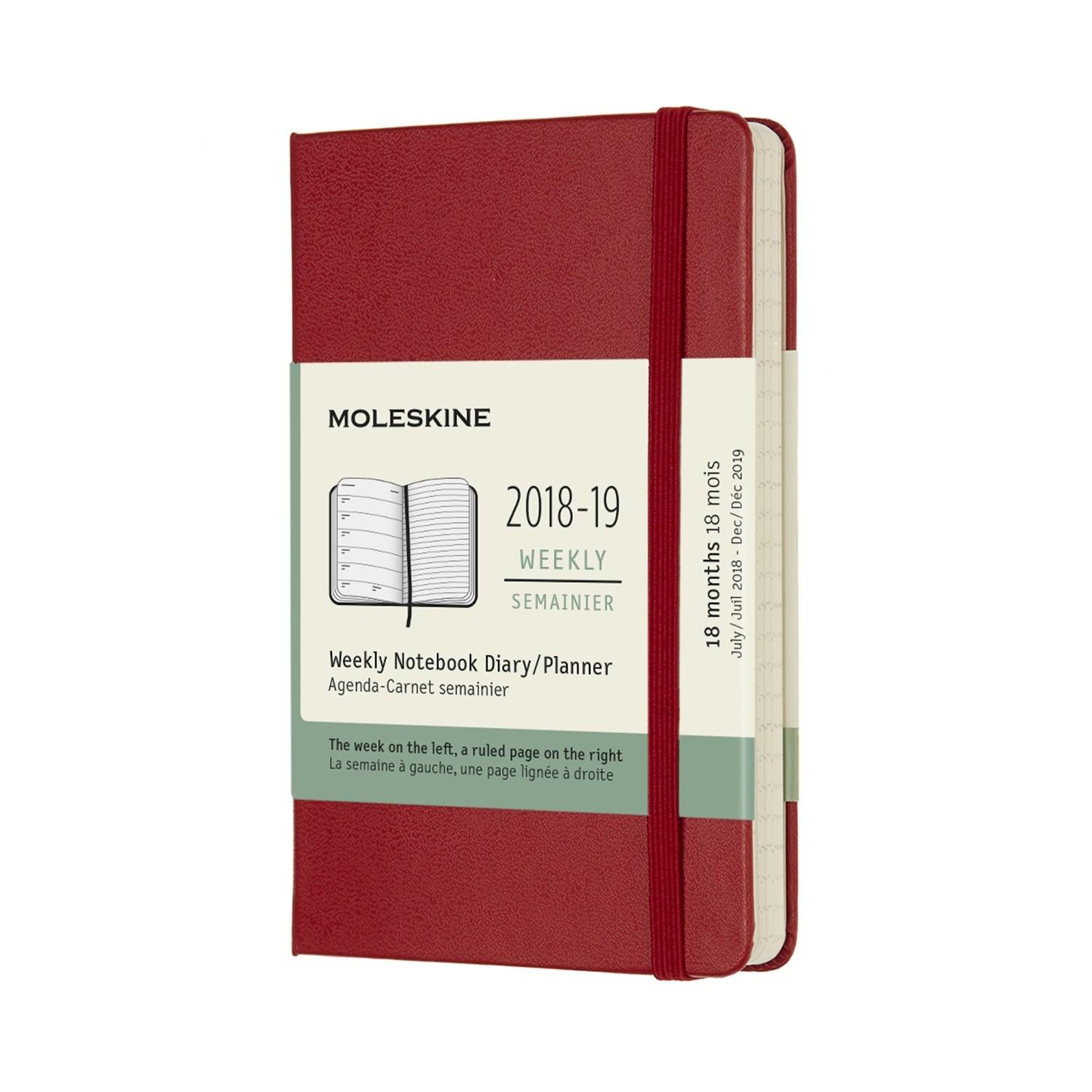 Moleskine 2018-19 18M Weekly Notebook Pocket ScarlET RED HARD COVER