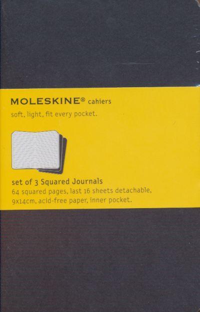 Moleskine Cahier Journals Pocket Squared, Black, 3ACK