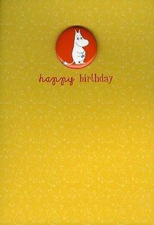 Õnnitluskaart + rinnamärk Moomin Happy Birthday