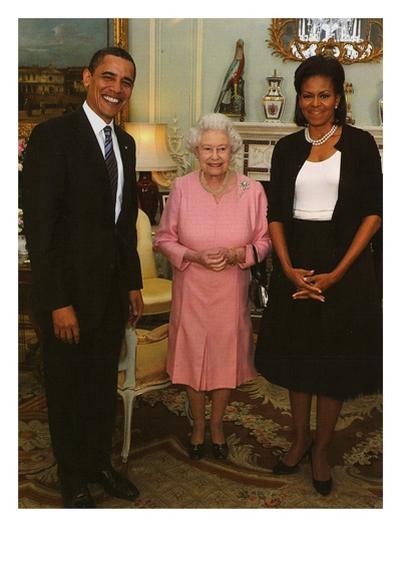 Õnnitluskaart Obamas & The Queen