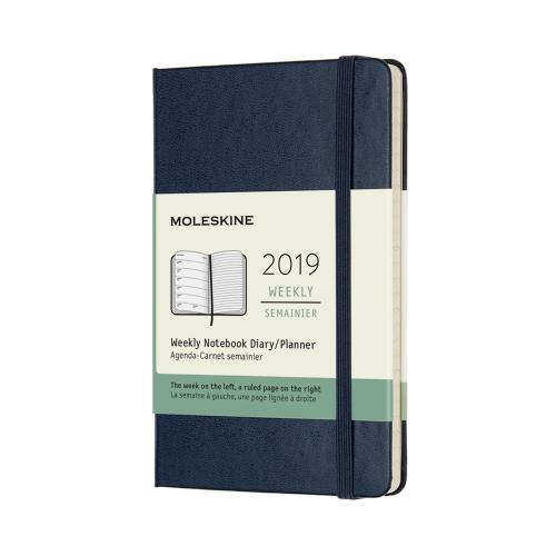2019 Moleskine 12M Weekly Diary Pocket Sapphire Blue Hard Cover