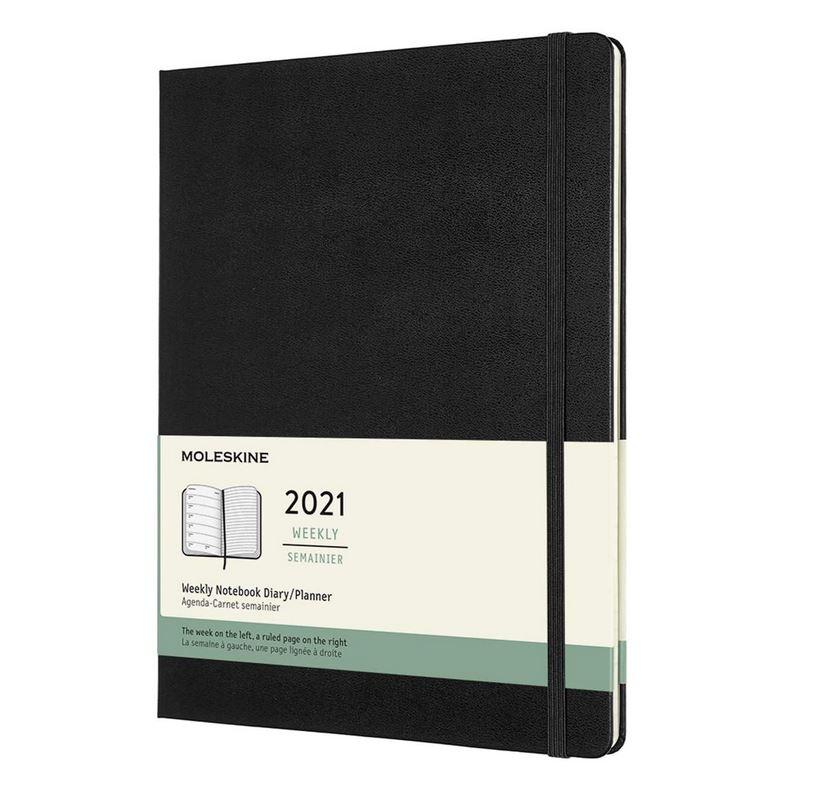 2021 Moleskine 12M Weekly Notebook Xlarge, Black