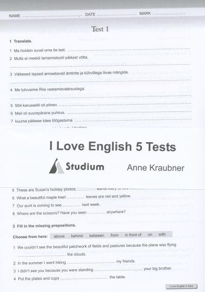 I Love English 5 Tests