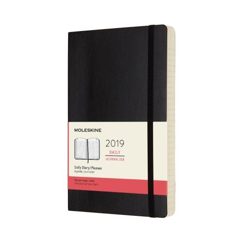 2019 Moleskine 12M Daily Diary Large Black Soft Cover