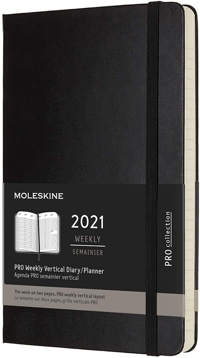 2021 Moleskine 12M Pro Weekly Vertical Diary Large, BLACK