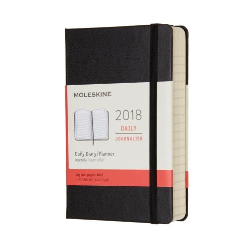 2018 Moleskine 12M Daily Pocket Black Hard