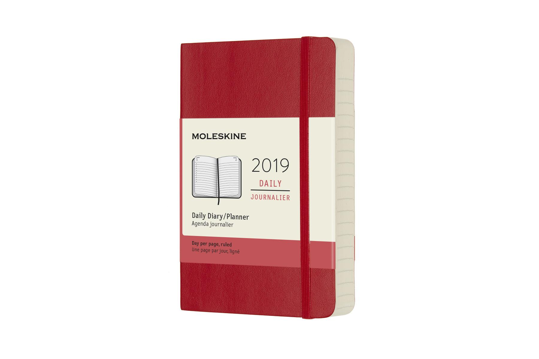 2019 Moleskine 12M Daily Diary Pocket Scarlet RedsSOFT COVER