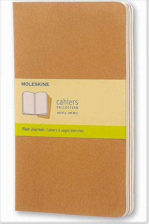 Moleskine Cahier Journals Large Plain 3 Set, Kraft brown