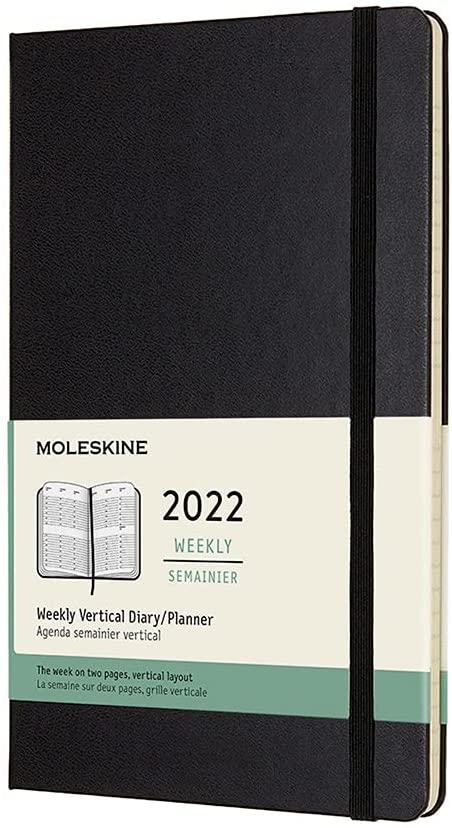 Moleskine 12M (2022) Weekly Vertical Diary Large,BBLACK
