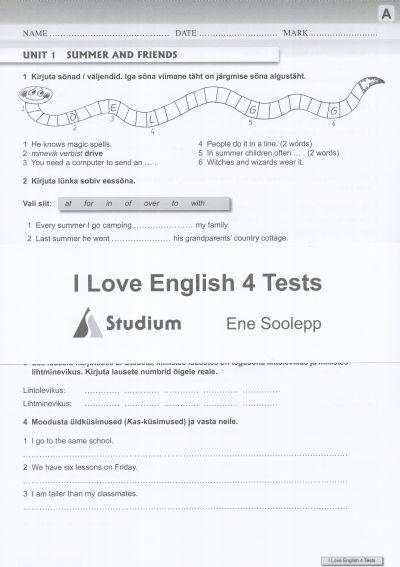 I Love English 4 Tests