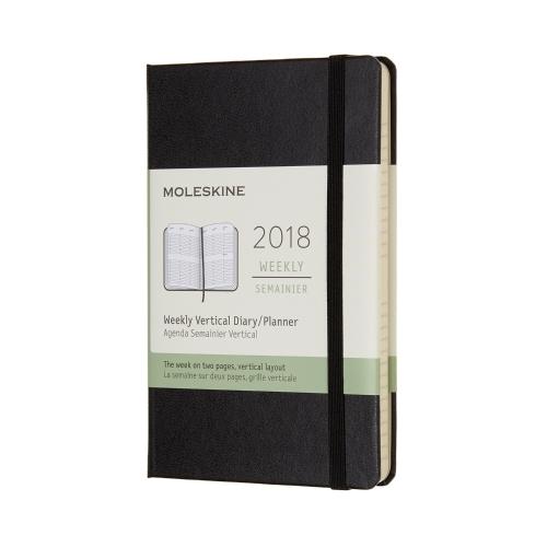 2018 Moleskine 12M Weekly Vertical Pocket Black Hard