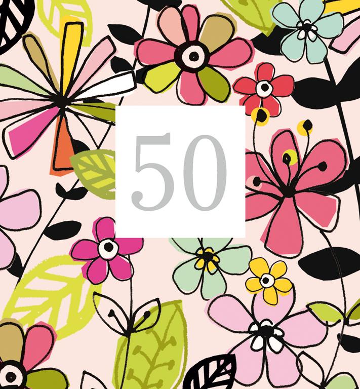 Õnnitluskaart Age 50 Tropical Floral Female