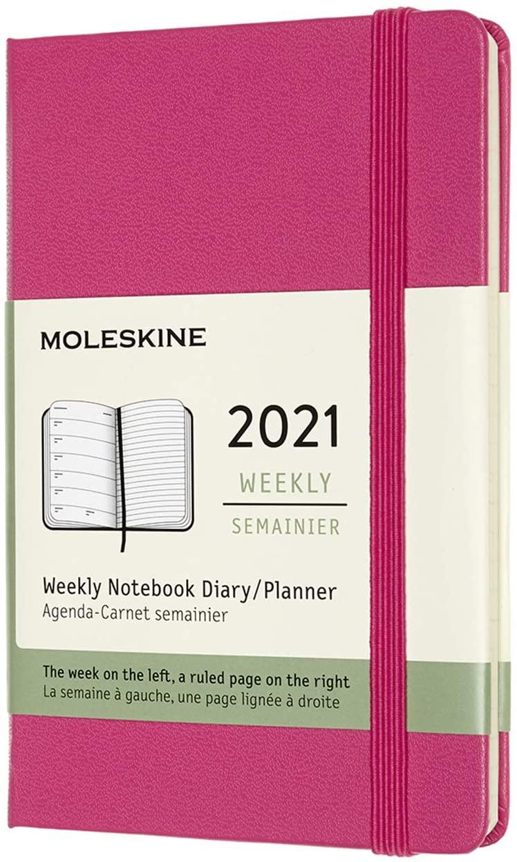 2021 Moleskine 12M Weekly Notebook Pocket, BougainVILLEA PINK