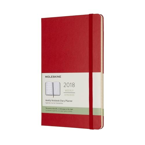 2018 Moleskine 12M Weekly Notebook Large Scarlet Red Hard