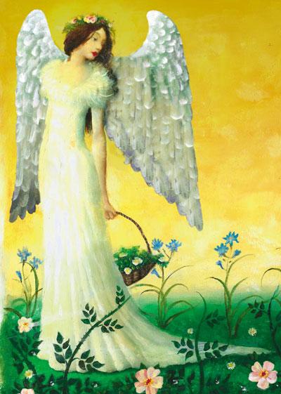 Õnnitluskaart White Flower Fairy With Angel Wings