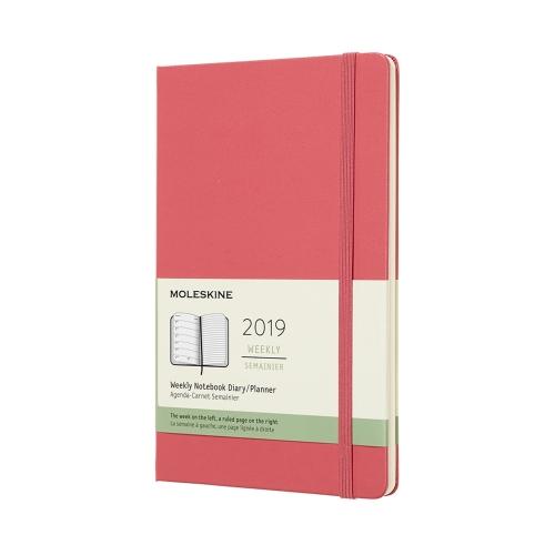 2019 Moleskine 12M Weekly Diary Large Daisy Pink Hard Cover