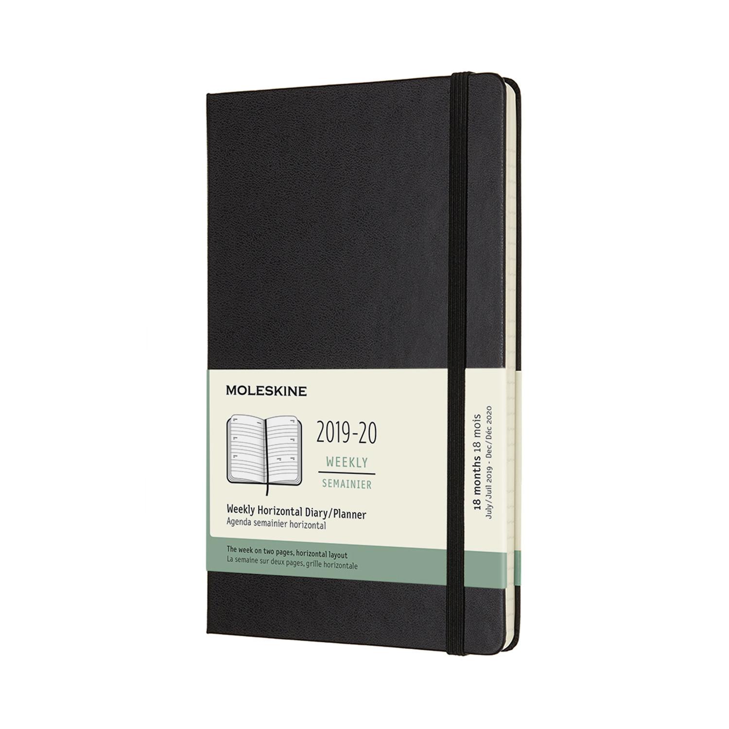 Moleskine 2019-20 18M Weekly Horizontal Diary Large Black Hard Cover