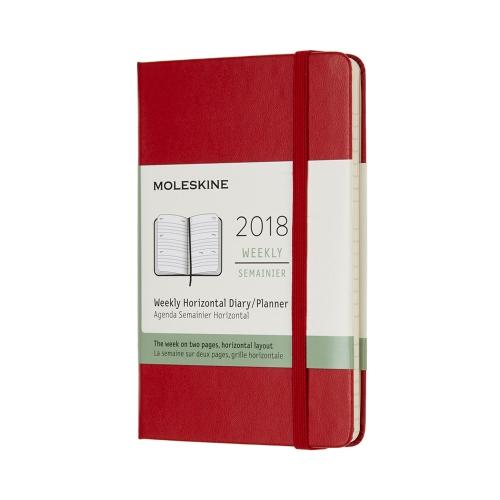 2018 Moleskine 12M Weekly Horizontal Pocket Scarlet Red Hard