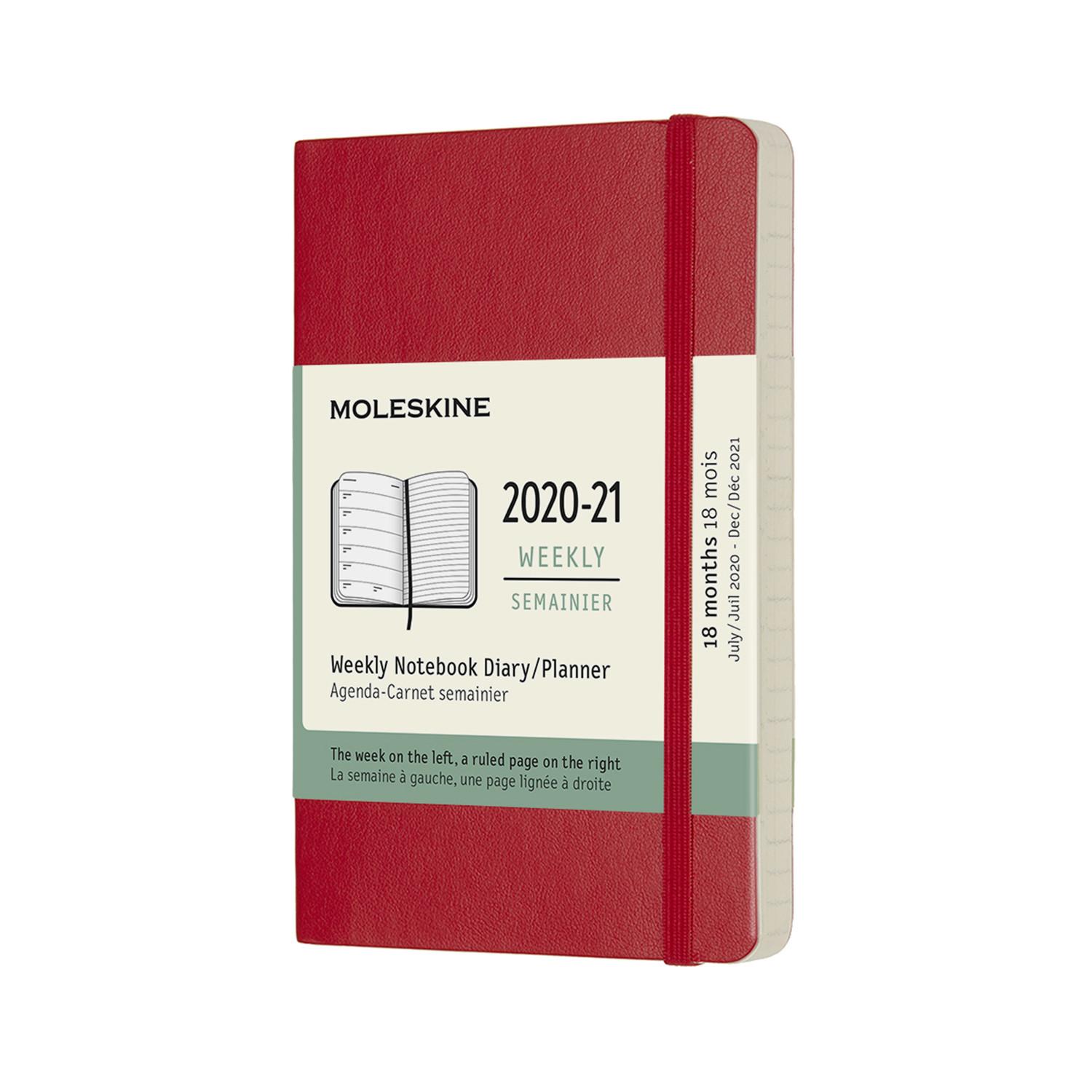 Moleskine 2020-21 18M Weekly Notebook Pocket ScarlET RED SOFT COVER