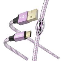 USB-kaabel USB-A microUSB 1.5m Hama Charging/Data Cable Lavender, kullatud kontaktid, topeltvarjestus, valatud väikesed pistikud
